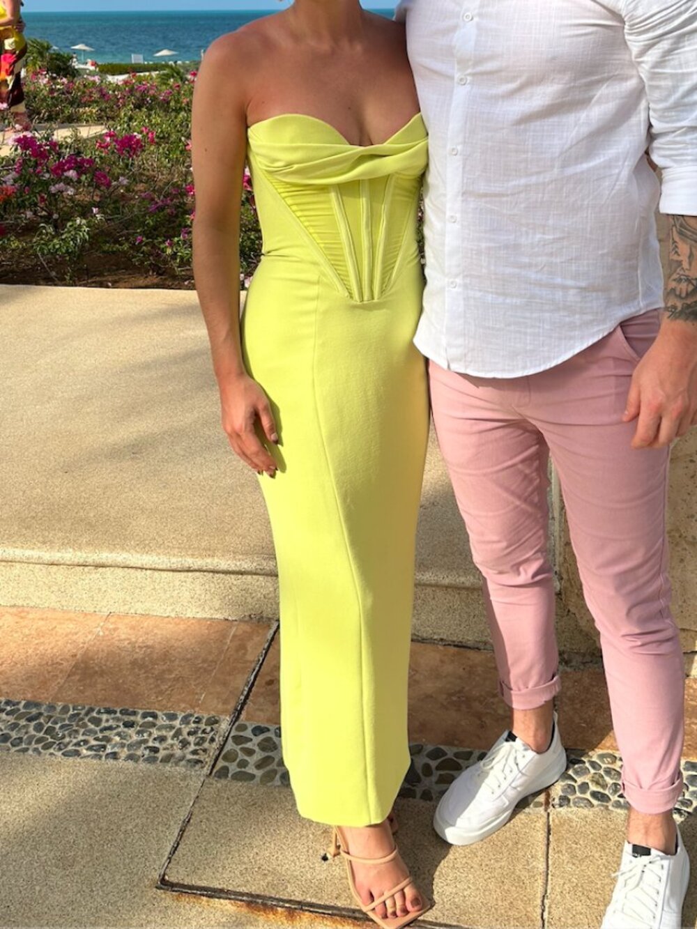 HOUSE OF CB 'Lucila' Neon Strapless Corset Midi Dress